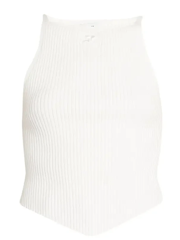 Courrèges Rib-Knit Tank Top with Pointed Hem