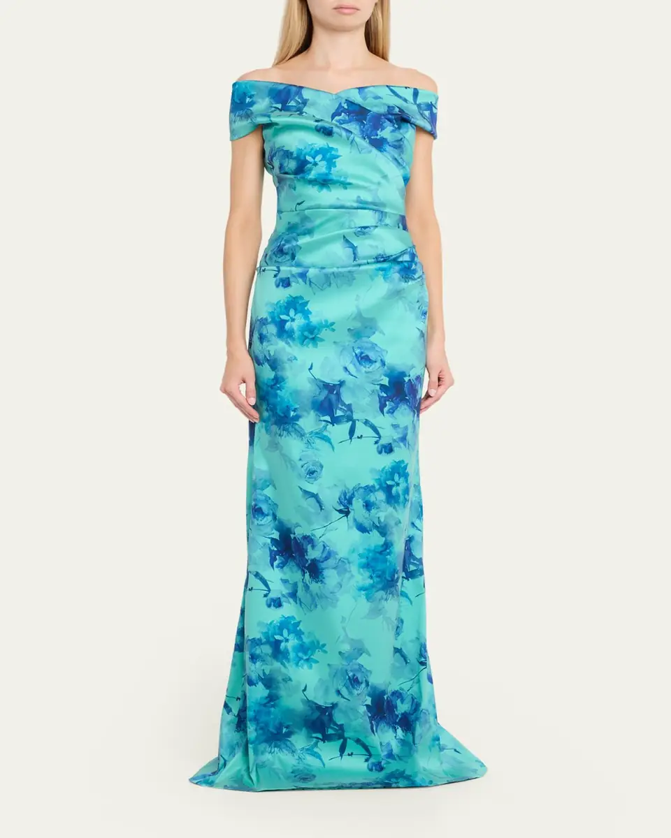 Rickie Freeman for Teri Jon Off-Shoulder Floral Gazar Column Gown | Thumbnail 4 Rickie Freeman for Teri Jon Off-Shoulder Floral Gazar Column Gown | Thumbnail 4