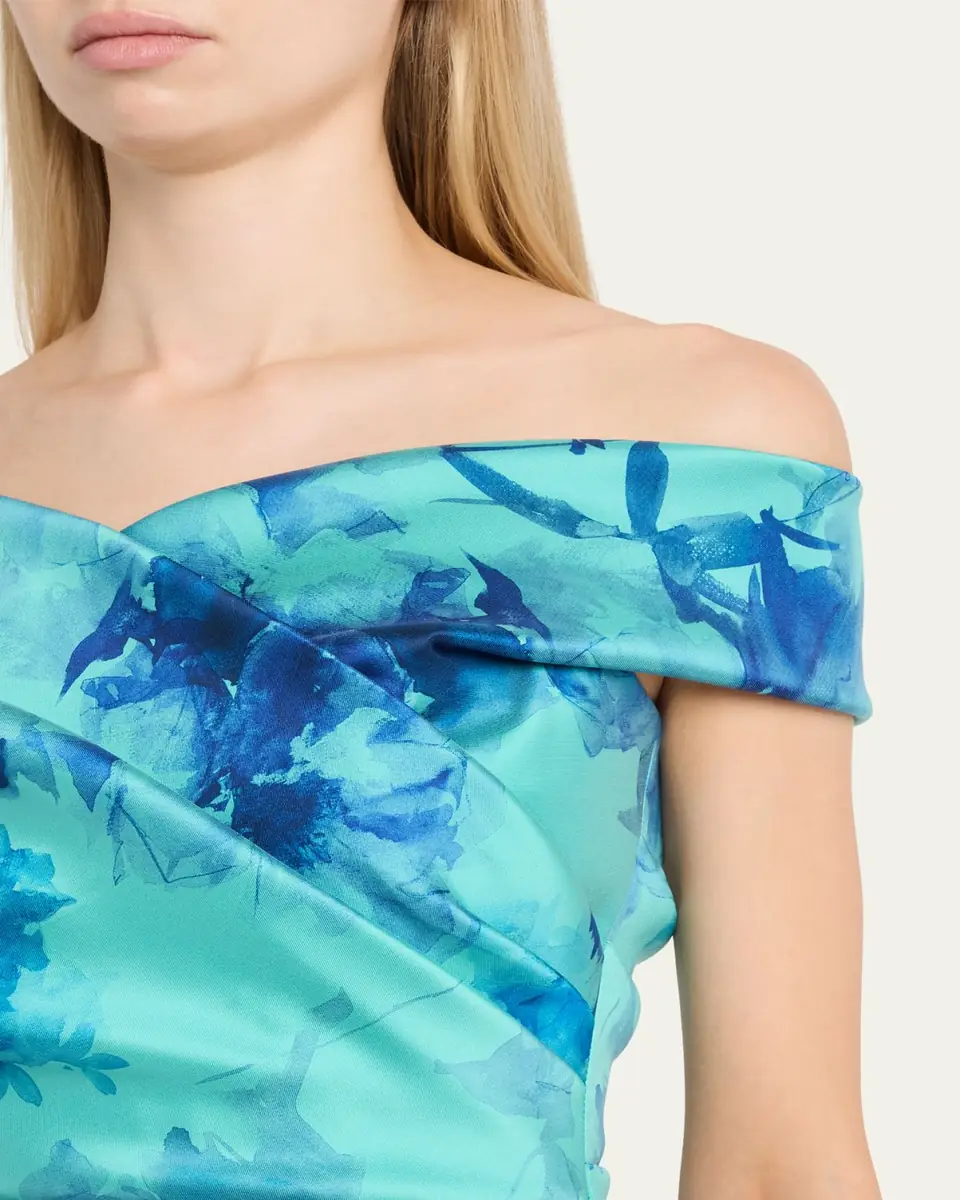 Rickie Freeman for Teri Jon Off-Shoulder Floral Gazar Column Gown | Thumbnail 5 Rickie Freeman for Teri Jon Off-Shoulder Floral Gazar Column Gown | Thumbnail 5