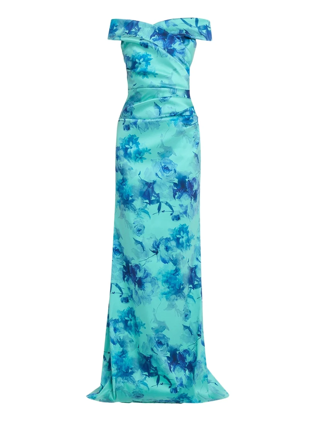 Off-Shoulder Floral Gazar Column Gown Off-Shoulder Floral Gazar Column Gown