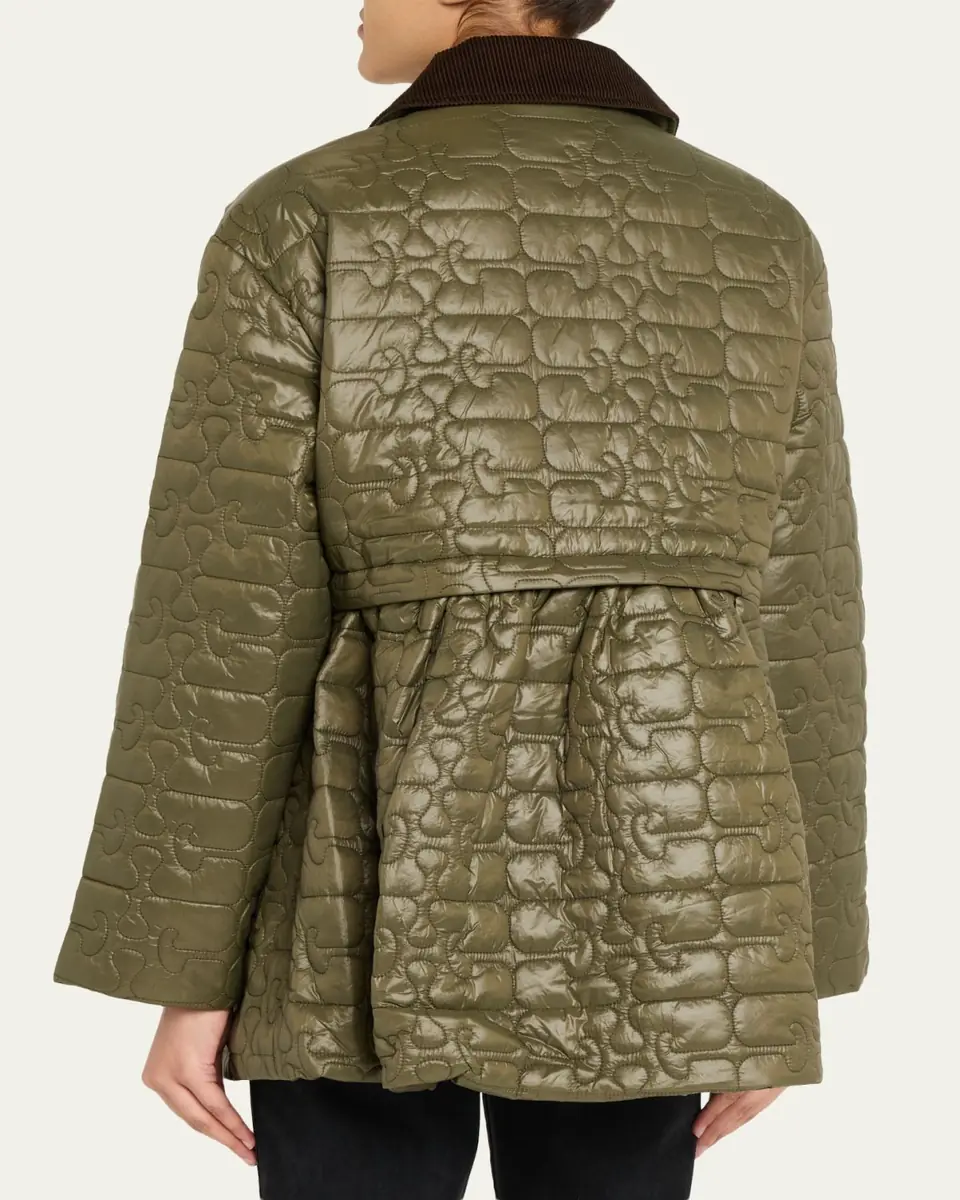 Ganni Quilted Logo Midi Coat | Thumbnail 3 Ganni Quilted Logo Midi Coat | Thumbnail 3