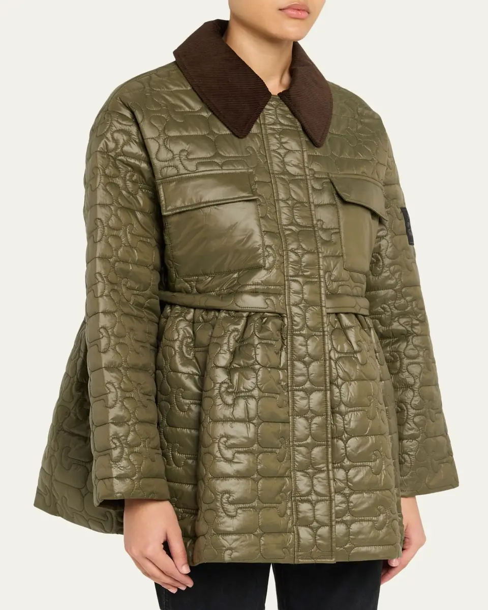Ganni Quilted Logo Midi Coat | Thumbnail 4 Ganni Quilted Logo Midi Coat | Thumbnail 4