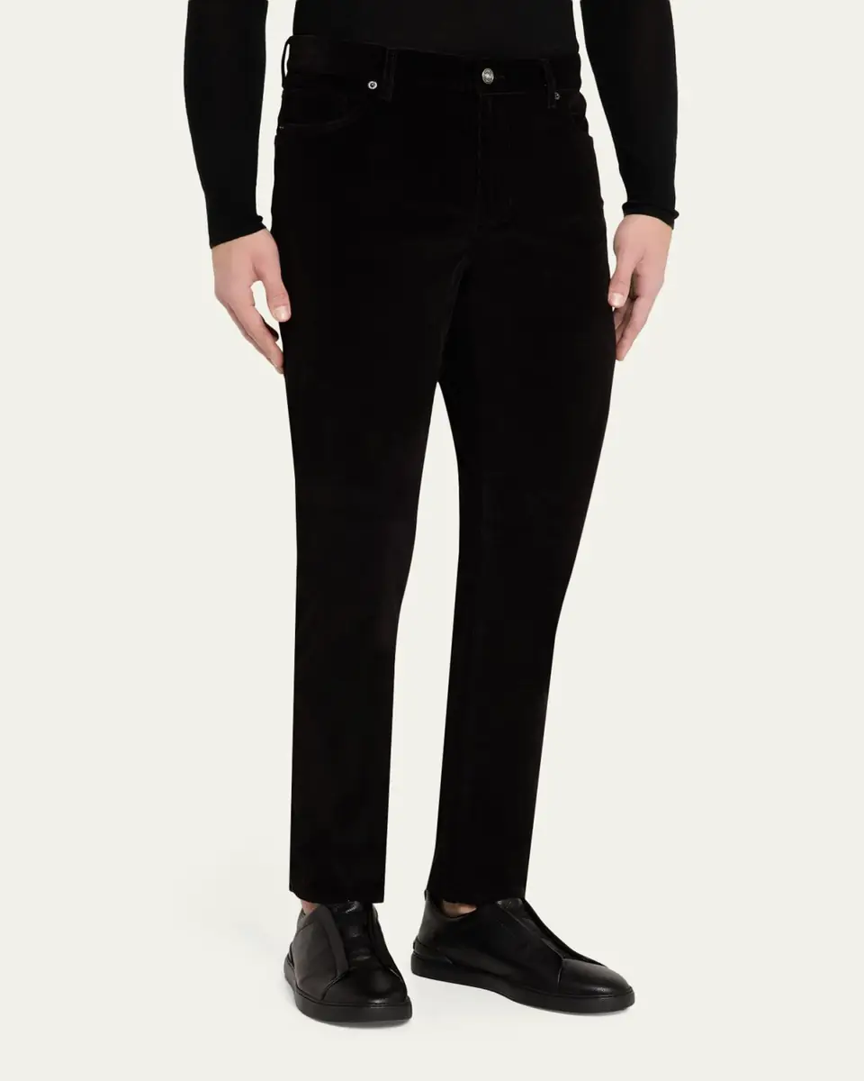 ZEGNA Men's Dark Gray Corduroy Straight-Leg Jeans | Thumbnail 4 ZEGNA Men's Dark Gray Corduroy Straight-Leg Jeans | Thumbnail 4