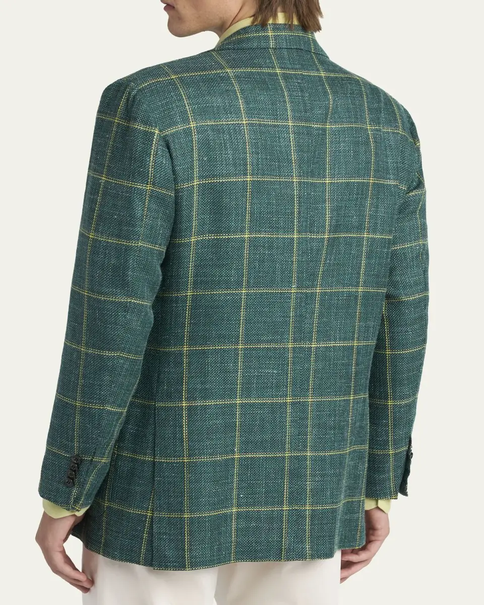 Kiton Men's Windowpane Check Single-Breasted Sport Coat | Thumbnail 3