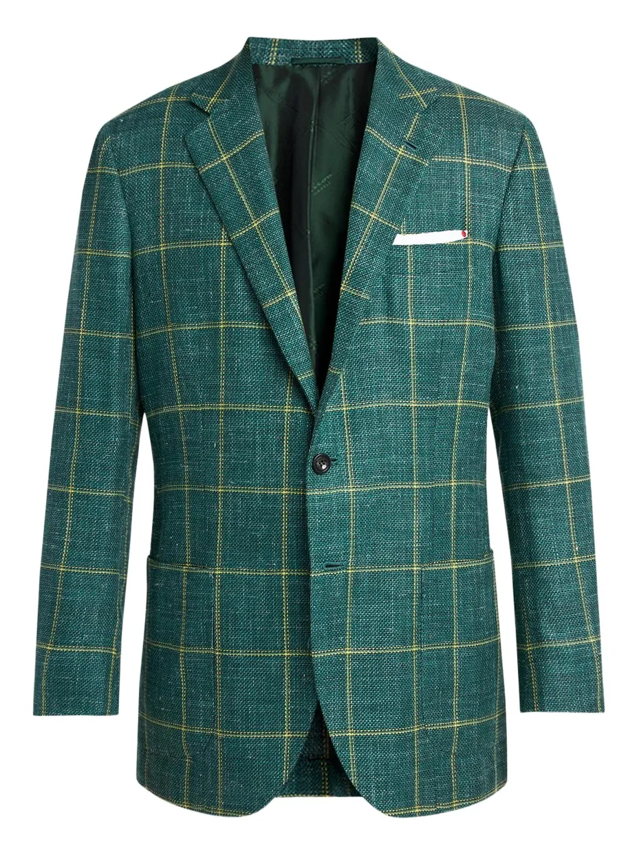Kiton Men's Windowpane Check Single-Breasted Sport Coat
