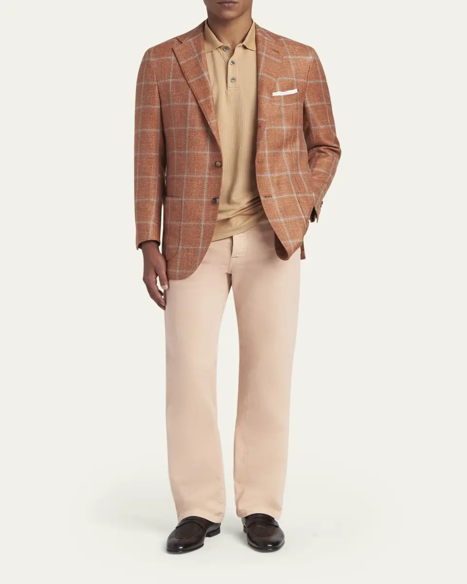 Kiton Men's Windowpane Check Single-Breasted Sport Coat | Thumbnail 2 Kiton Men's Windowpane Check Single-Breasted Sport Coat | Thumbnail 2