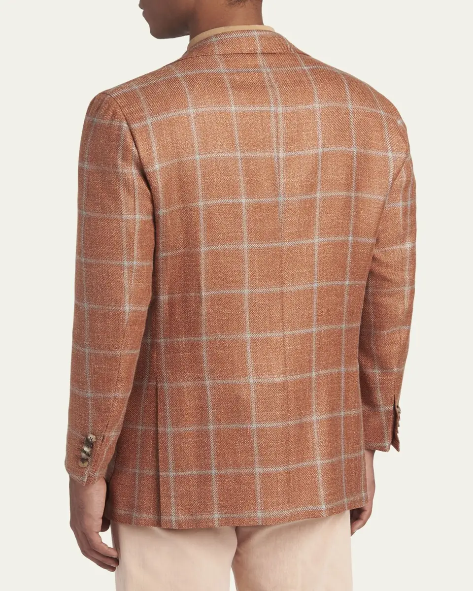 Kiton Men's Windowpane Check Single-Breasted Sport Coat | Thumbnail 3 Kiton Men's Windowpane Check Single-Breasted Sport Coat | Thumbnail 3