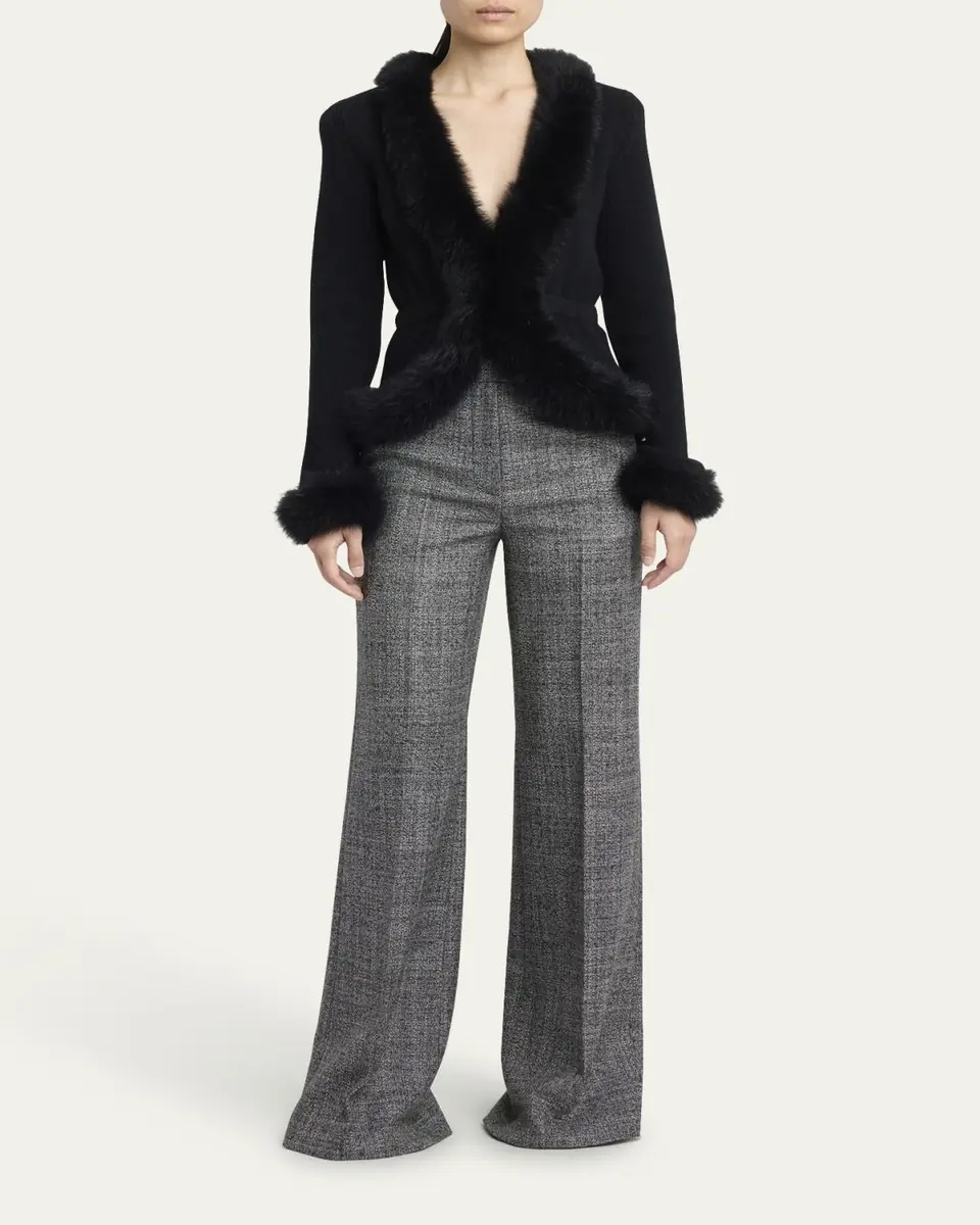 Valentino Garavani Sheep Shearling-Trim Cashmere Knit Jacket | Thumbnail 2 Valentino Garavani Sheep Shearling-Trim Cashmere Knit Jacket | Thumbnail 2