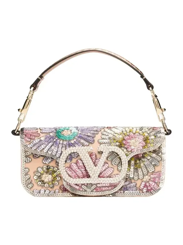 Small Crystal VLogo Sequin Burst Shoulder Bag