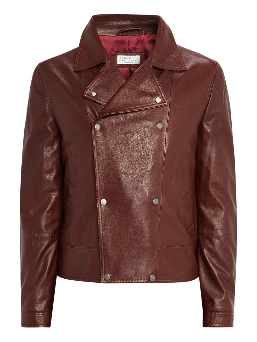 Men's Double-Breasted Grained Leather Jacket