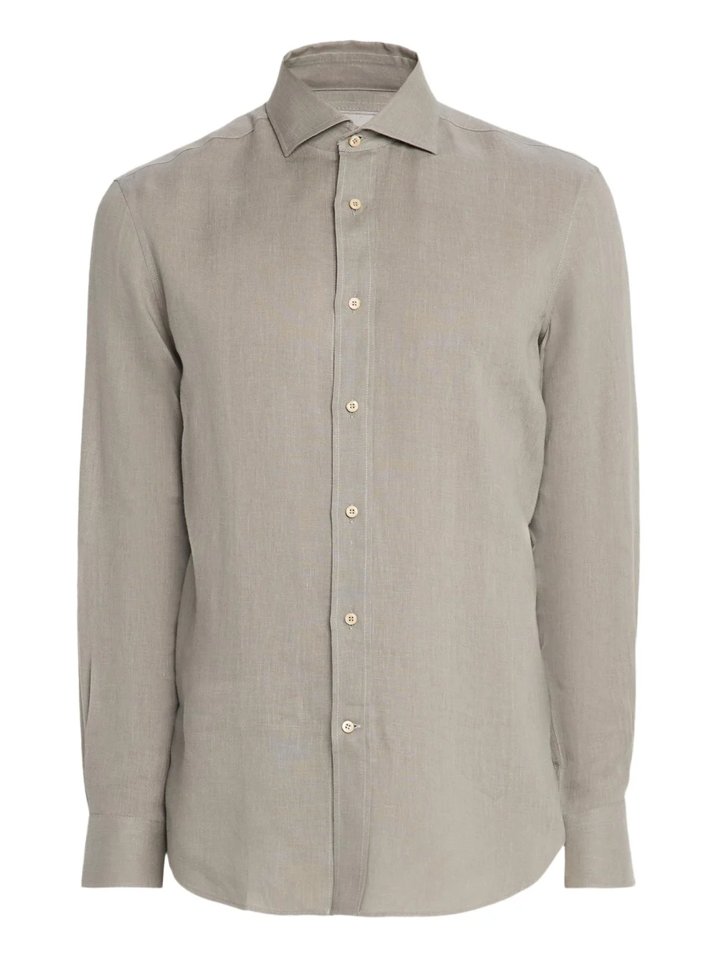 Men's Linen and Cotton Band Collar Button-Down Shirt