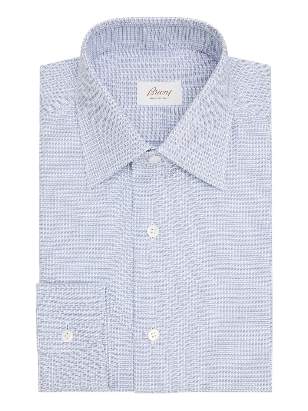 Brioni Men's Cotton Textured-Check Point Collar Dress Shirt