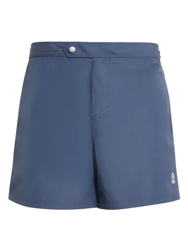 Men's Tabbed-Waistband Nylon Swim Shorts with Piping Men's Tabbed-Waistband Nylon Swim Shorts with Piping
