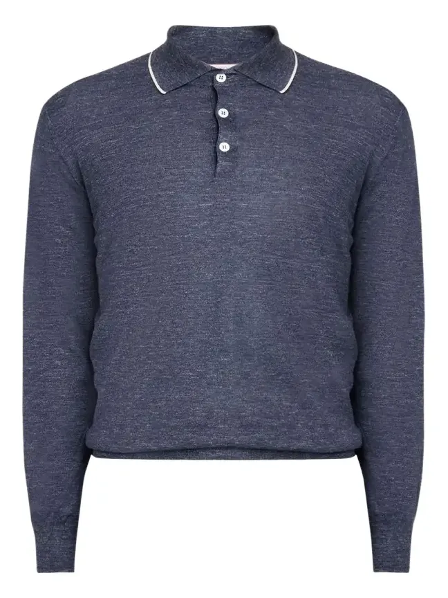 Men's Cashmere Tipped-Collar Polo Sweater Men's Cashmere Tipped-Collar Polo Sweater