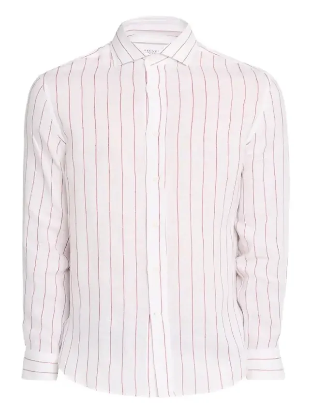 Men's Linen Pinstripe Spread Collar Button-Down Shirt Men's Linen Pinstripe Spread Collar Button-Down Shirt