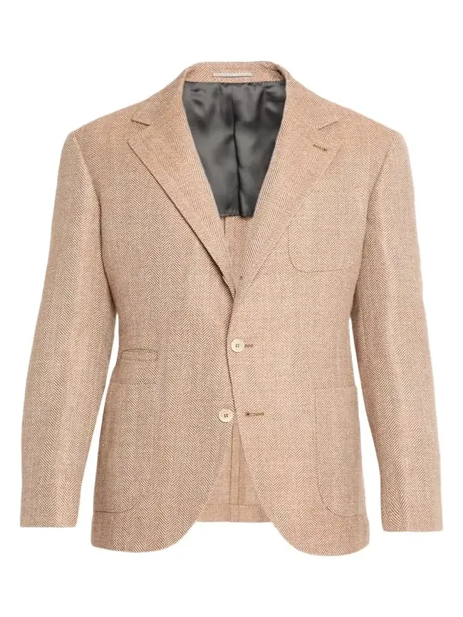 Men's Wool, Silk and Linen Herringbone Suit Jacket