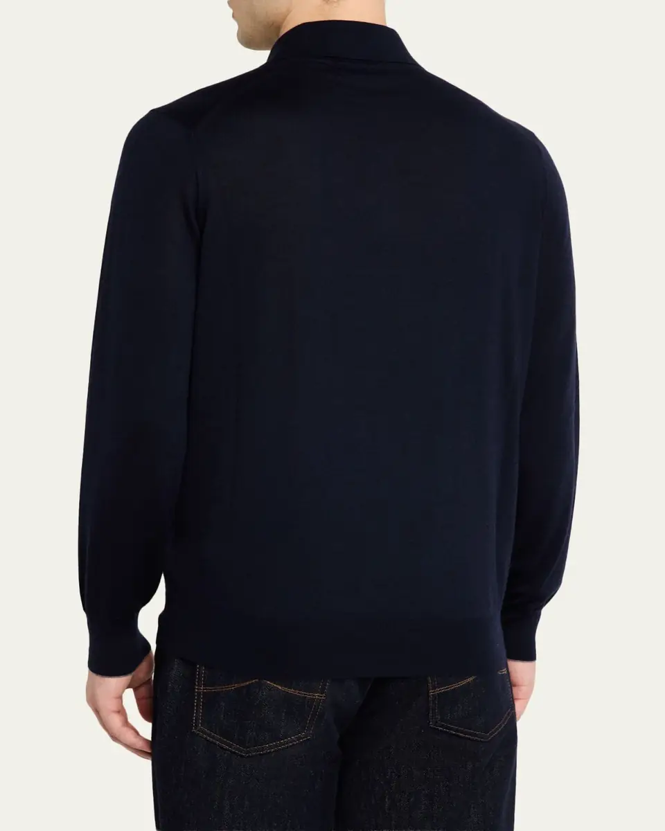 Brunello Cucinelli Men's Cashmere Knit Polo Sweater | Thumbnail 3 Brunello Cucinelli Men's Cashmere Knit Polo Sweater | Thumbnail 3