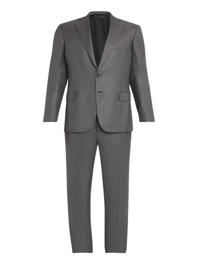 Men's Tonal Herringbone Wool-Silk Two-Piece Suit Men's Tonal Herringbone Wool-Silk Two-Piece Suit