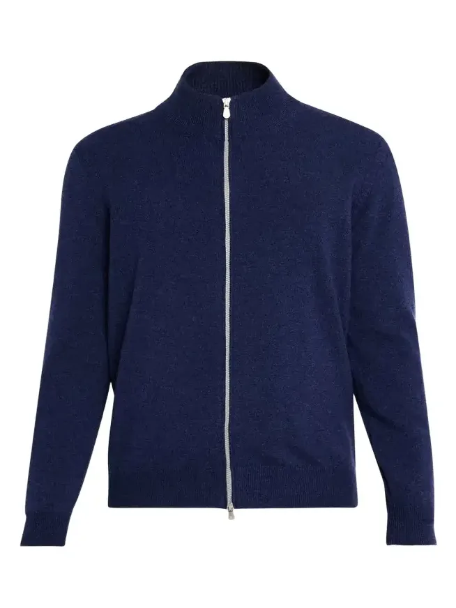 Men's Cotton and Cashmere Full-Zip Sweater