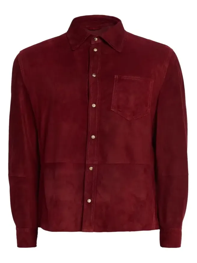 Men's Leather Snap-Front Shirt with Pocket Men's Leather Snap-Front Shirt with Pocket