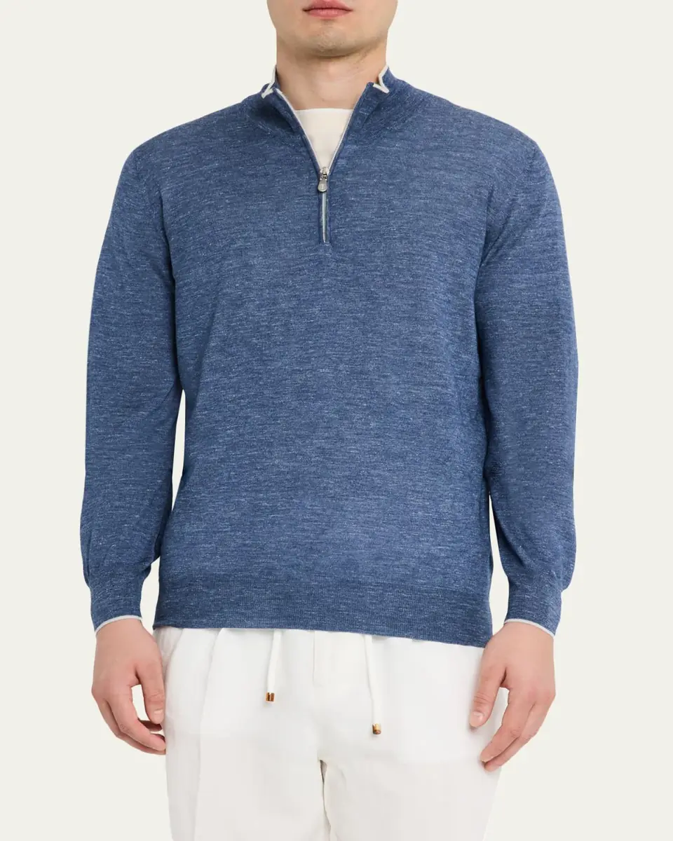 Brunello Cucinelli Men's Cashmere Knit Quarter-Zip Sweater | Thumbnail 4 Brunello Cucinelli Men's Cashmere Knit Quarter-Zip Sweater | Thumbnail 4