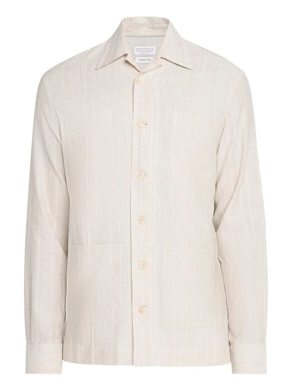 Men's Cotton and Linen Stripe Button-Down Shirt Men's Cotton and Linen Stripe Button-Down Shirt