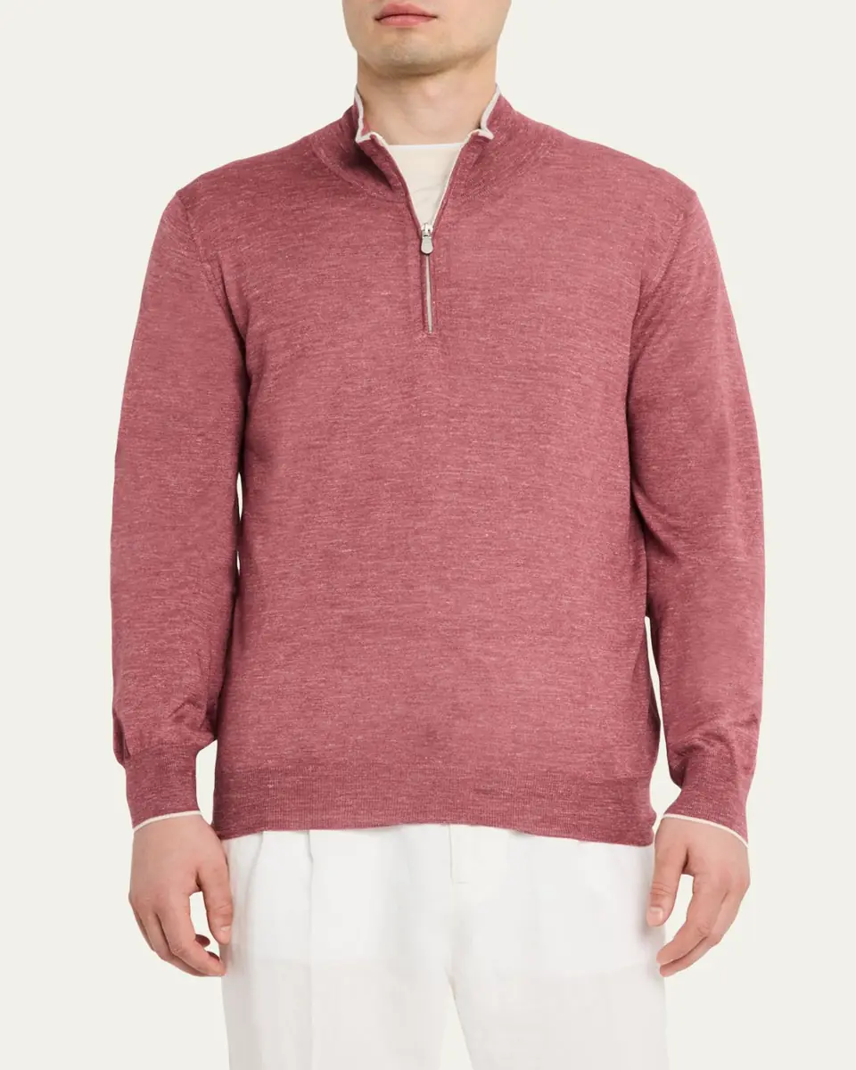 Brunello Cucinelli Men's Cashmere Knit Quarter-Zip Sweater | Thumbnail 4 Brunello Cucinelli Men's Cashmere Knit Quarter-Zip Sweater | Thumbnail 4