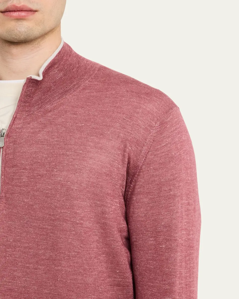 Brunello Cucinelli Men's Cashmere Knit Quarter-Zip Sweater | Thumbnail 5 Brunello Cucinelli Men's Cashmere Knit Quarter-Zip Sweater | Thumbnail 5