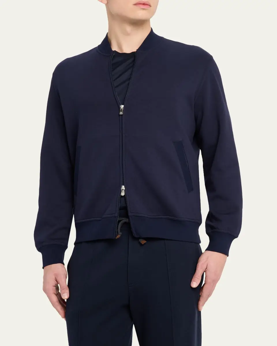 Brunello Cucinelli Men's Cotton Full-Zip Cardigan Sweatshirt | Thumbnail 4