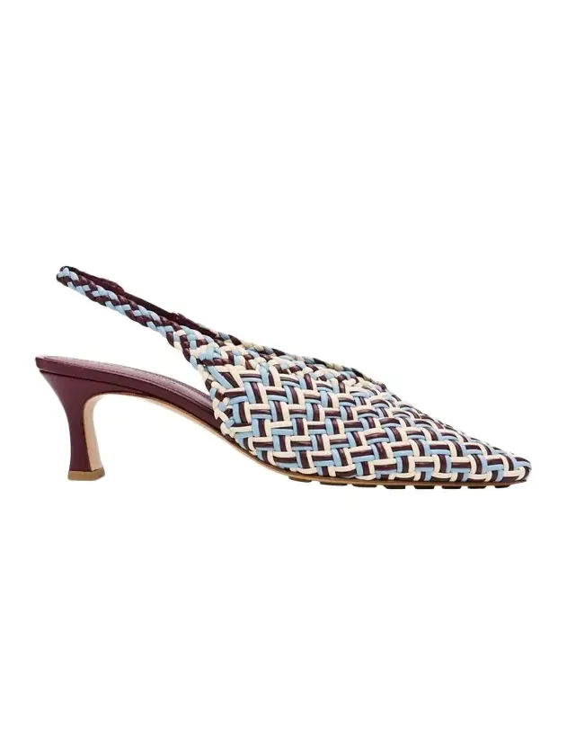 60mm Sofia Intrecciato Leather Slingback Pumps