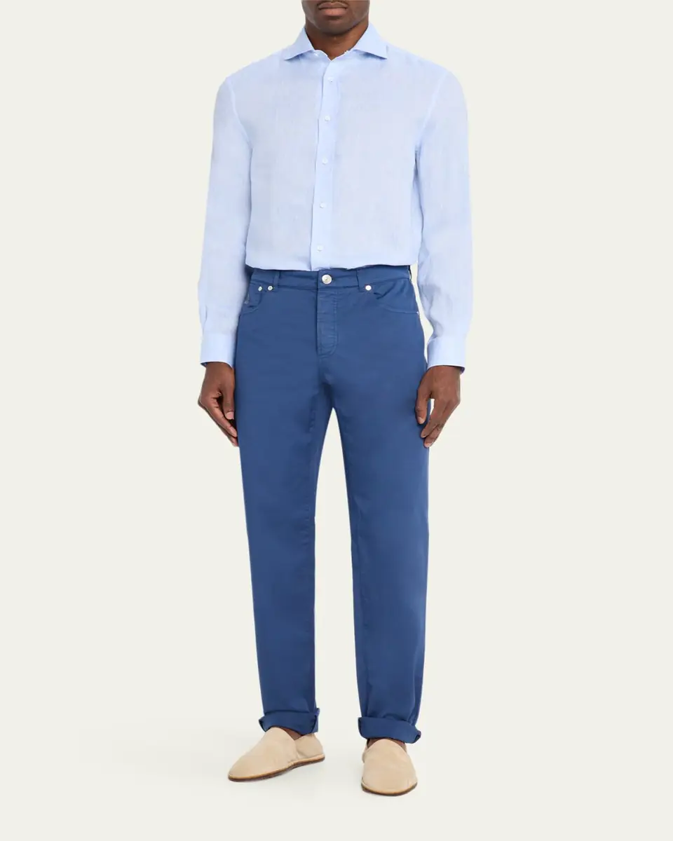 Brunello Cucinelli Men's Dyed Cotton Straight-Fit Five-Pocket Pants | Thumbnail 6 Brunello Cucinelli Men's Dyed Cotton Straight-Fit Five-Pocket Pants | Thumbnail 6