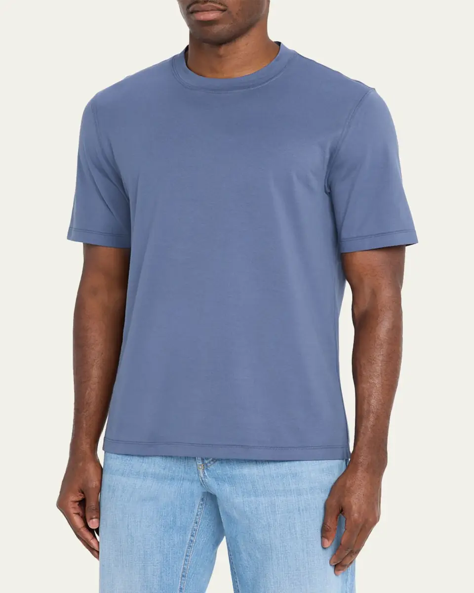 Brunello Cucinelli Men's Cotton English Rib Half-Zip Sweater | Thumbnail 8 Brunello Cucinelli Men's Cotton English Rib Half-Zip Sweater | Thumbnail 8