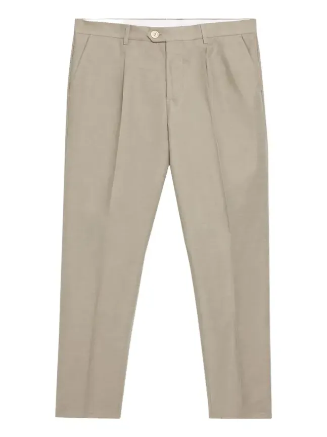 Men's Cotton and Linen Leisure-Fit Pleated Trousers Men's Cotton and Linen Leisure-Fit Pleated Trousers