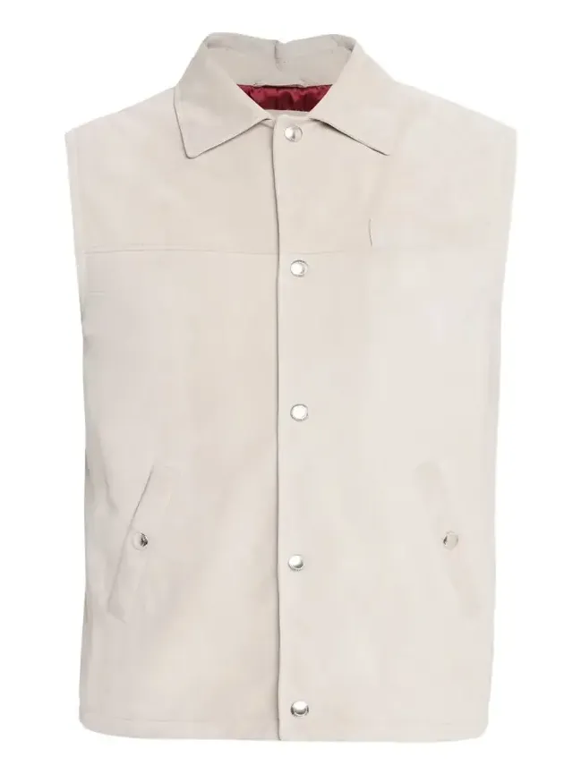 Men's Down Leather Snap-Front Vest Men's Down Leather Snap-Front Vest