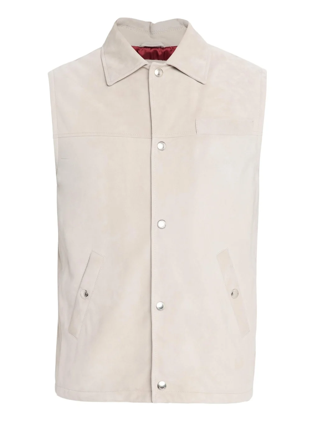 Men's Down Leather Snap-Front Vest