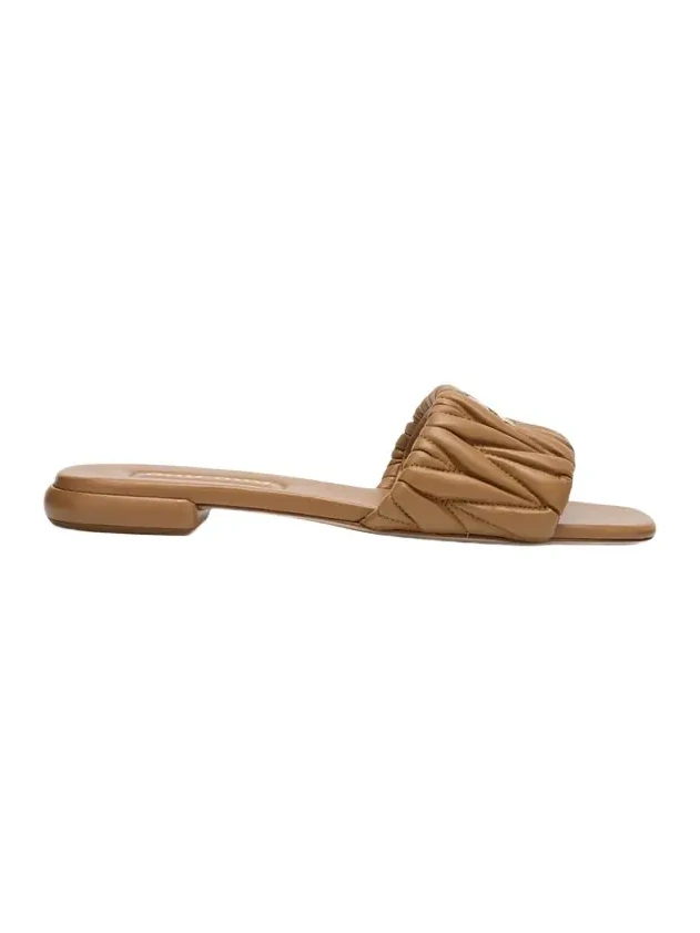 Quilted Leather Flat Slide Style