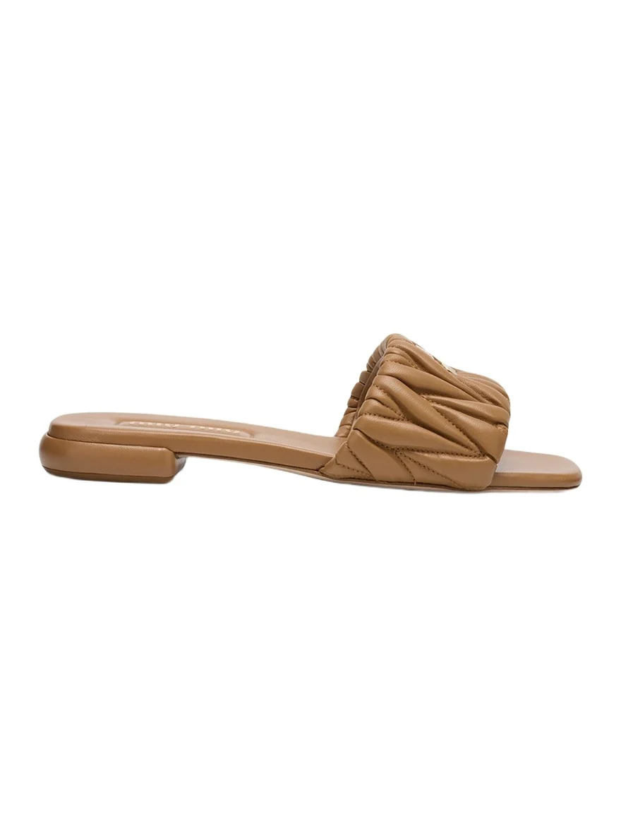 Miu Miu Quilted Leather Flat Slide Style