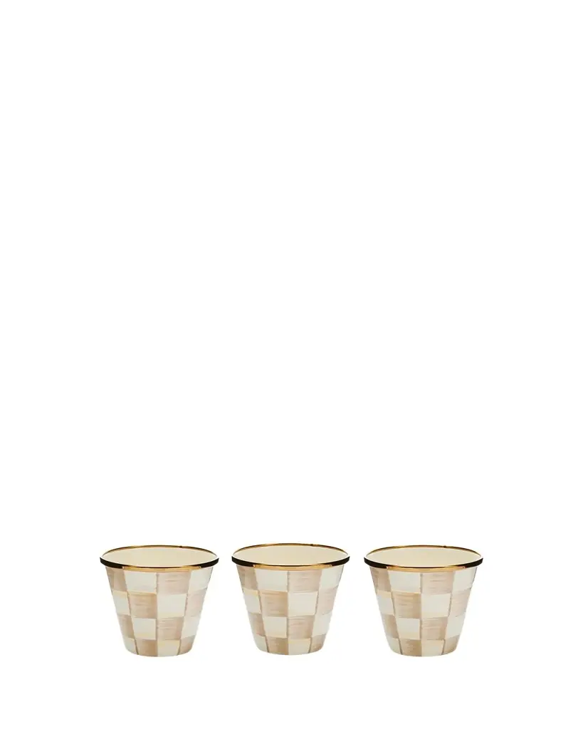 MacKenzie-Childs Mocha Check Herb Pots, Set of 3 | Image 1 MacKenzie-Childs Mocha Check Herb Pots, Set of 3 | Image 1