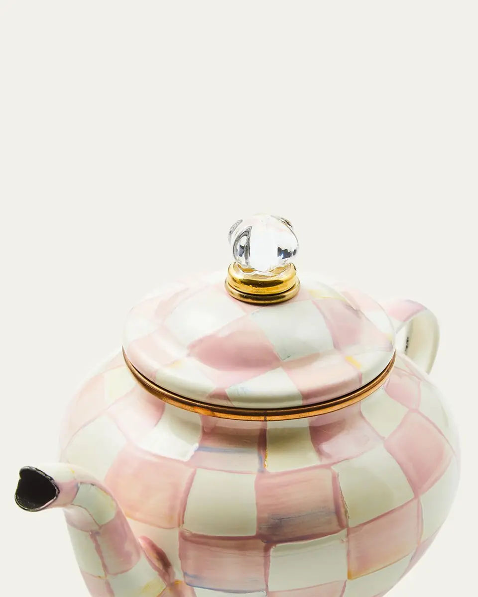 MacKenzie-Childs Rosy Check Enamel Teapot, 4 Cup | Thumbnail 3