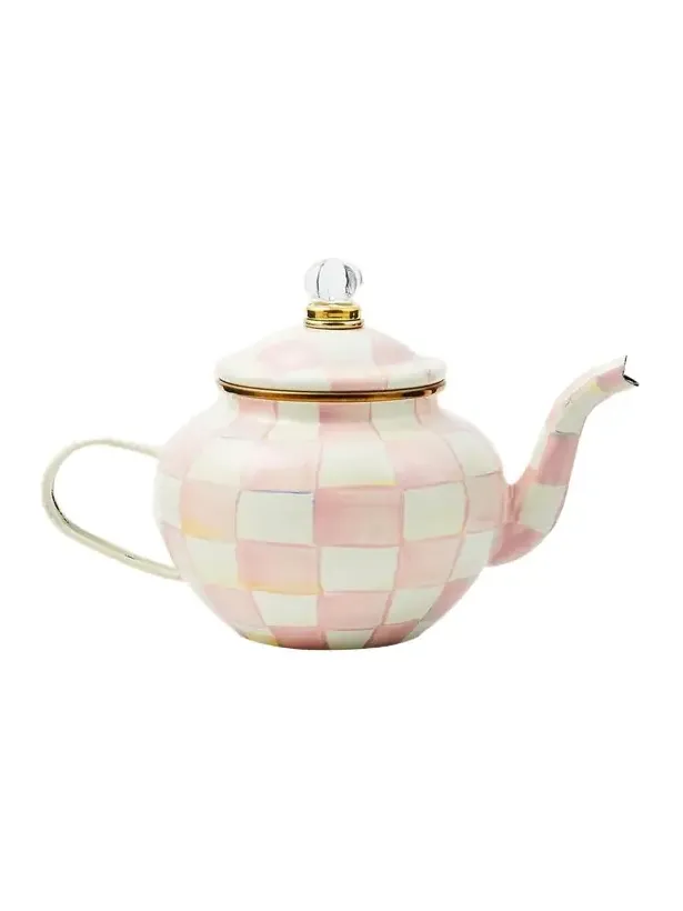 MacKenzie-Childs Rosy Check Enamel Teapot, 4 Cup