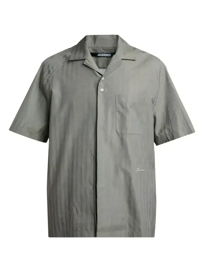 Jacquemus Men's Cotton Herringbone Short-Sleeve Shirt