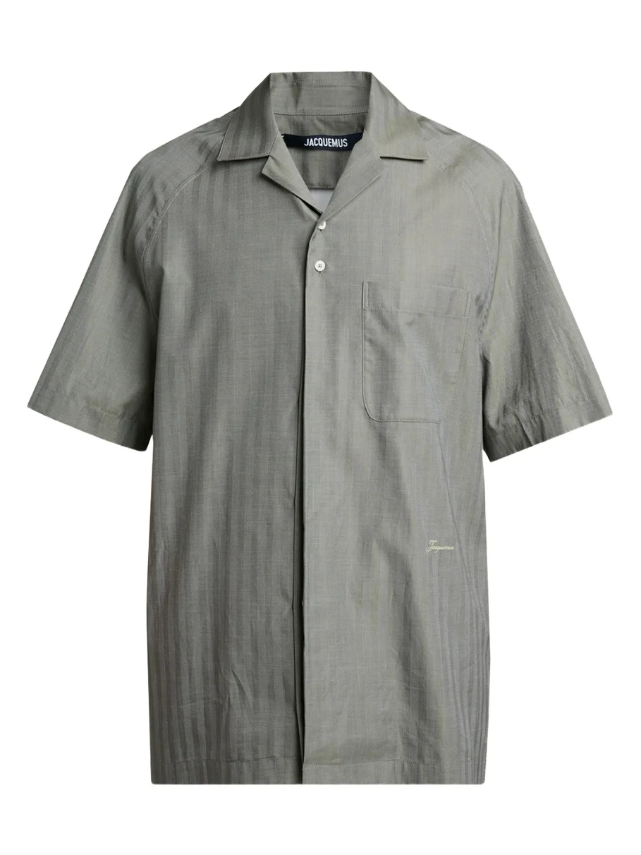 Jacquemus Men's Cotton Herringbone Short-Sleeve Shirt