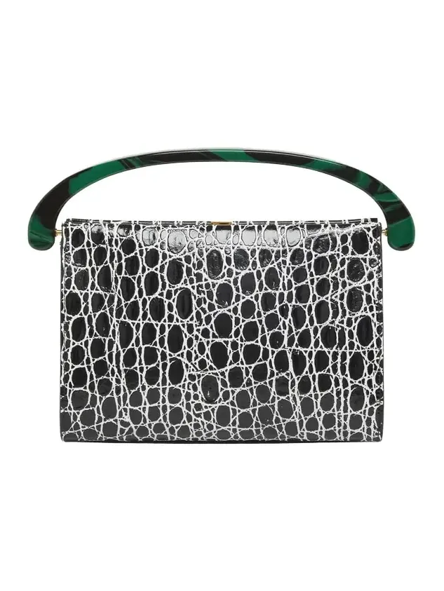 Dries Van Noten Croc-Embossed Leather Top-Handle Bag