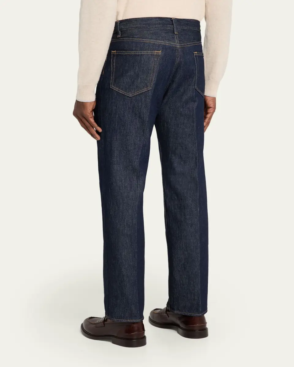 Auralee Men's Indigo Wash Hard-Twist Denim Jeans | Thumbnail 3