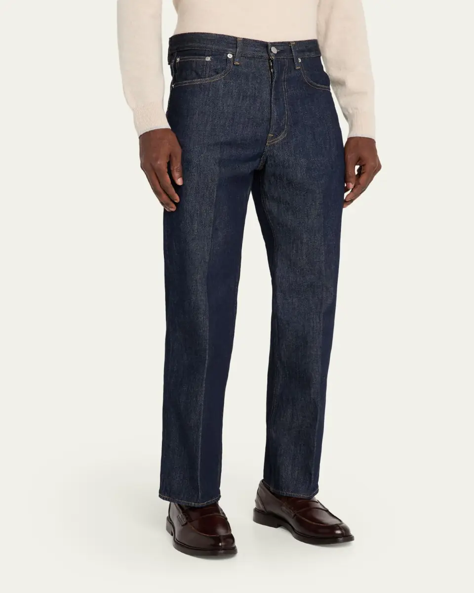 Auralee Men's Indigo Wash Hard-Twist Denim Jeans | Thumbnail 4
