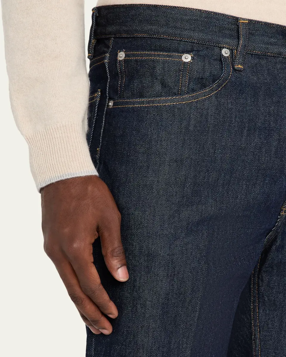 Auralee Men's Indigo Wash Hard-Twist Denim Jeans | Thumbnail 5