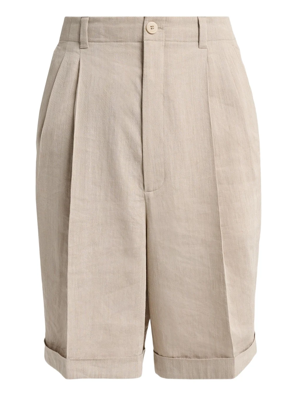 Men's Herringbone Linen-Blend Pleated Shorts Men's Herringbone Linen-Blend Pleated Shorts