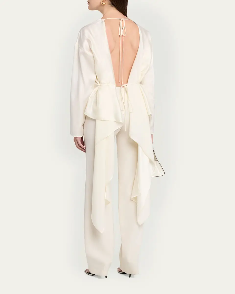 Helmut Lang Draped Long-Sleeve Silk Scarf Top | Thumbnail 3 Helmut Lang Draped Long-Sleeve Silk Scarf Top | Thumbnail 3