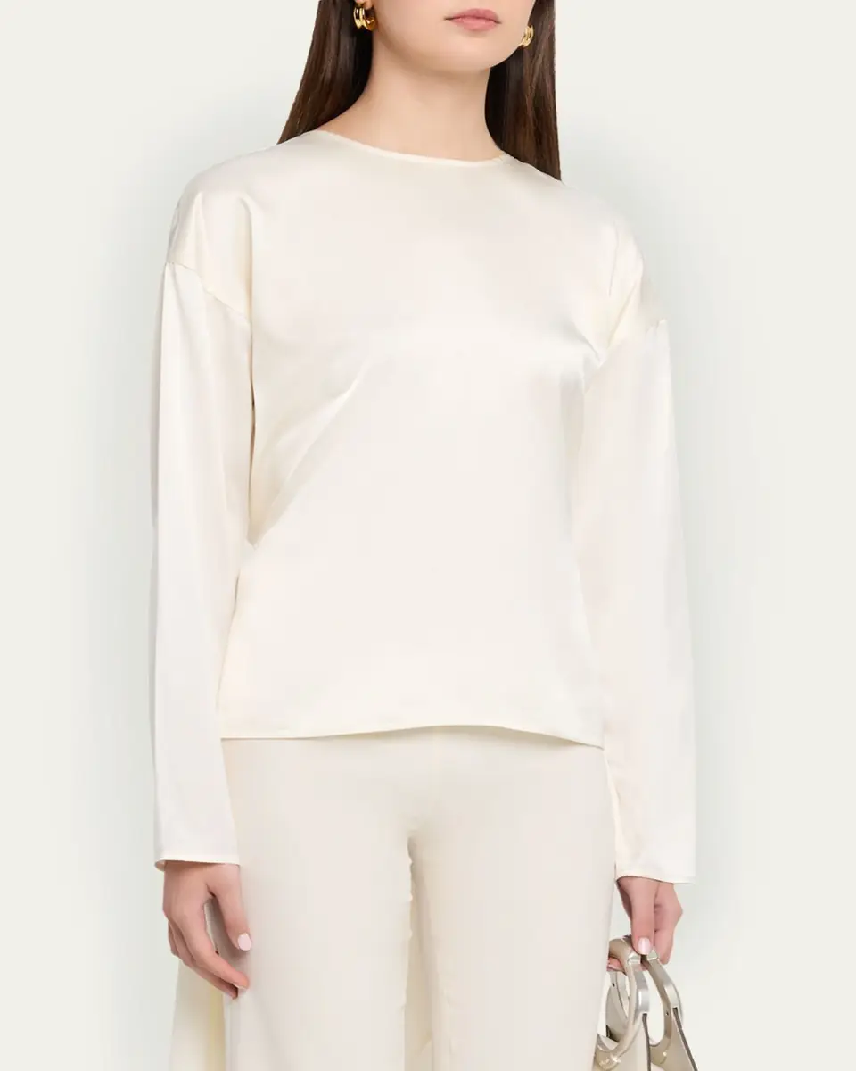 Helmut Lang Draped Long-Sleeve Silk Scarf Top | Thumbnail 4 Helmut Lang Draped Long-Sleeve Silk Scarf Top | Thumbnail 4