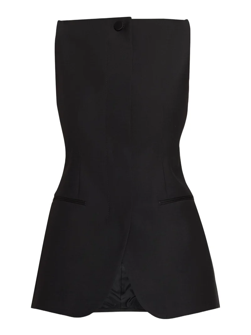 Brioni High-Neck Satin Wool Single-Breasted Vest